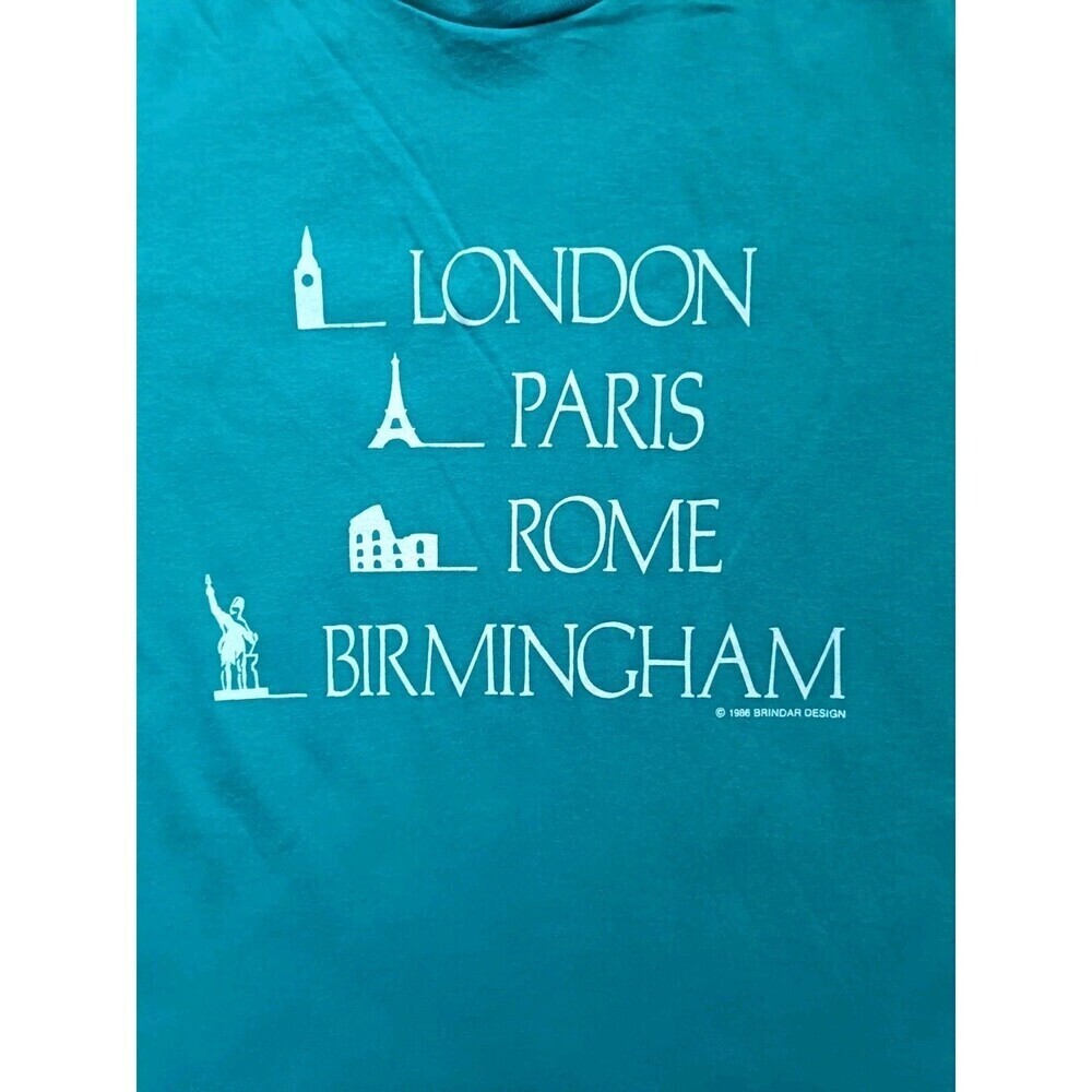 Vintage London Paris Rome T-Shirt Men's Medium Green Short Sleeve - Picture 2 of 7